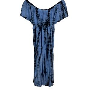 Riviera tie dye off shoulder dress/swim cover up